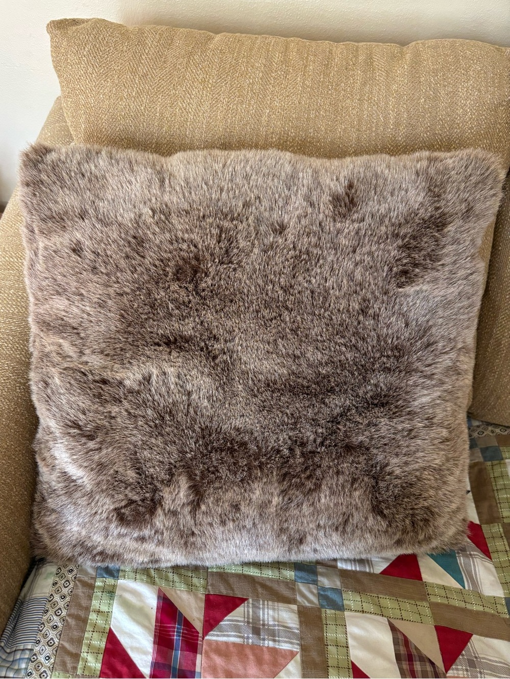 Vintage ZGallerie Plush Faux Fur Mink 18 1/2” Color Square Pillow